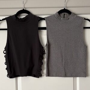 Dark and Light Gray Sleeveless Crop Tops